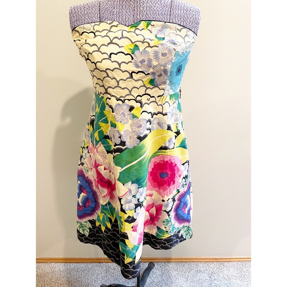 Moulinette Soeurs strapless Asian print dress 8